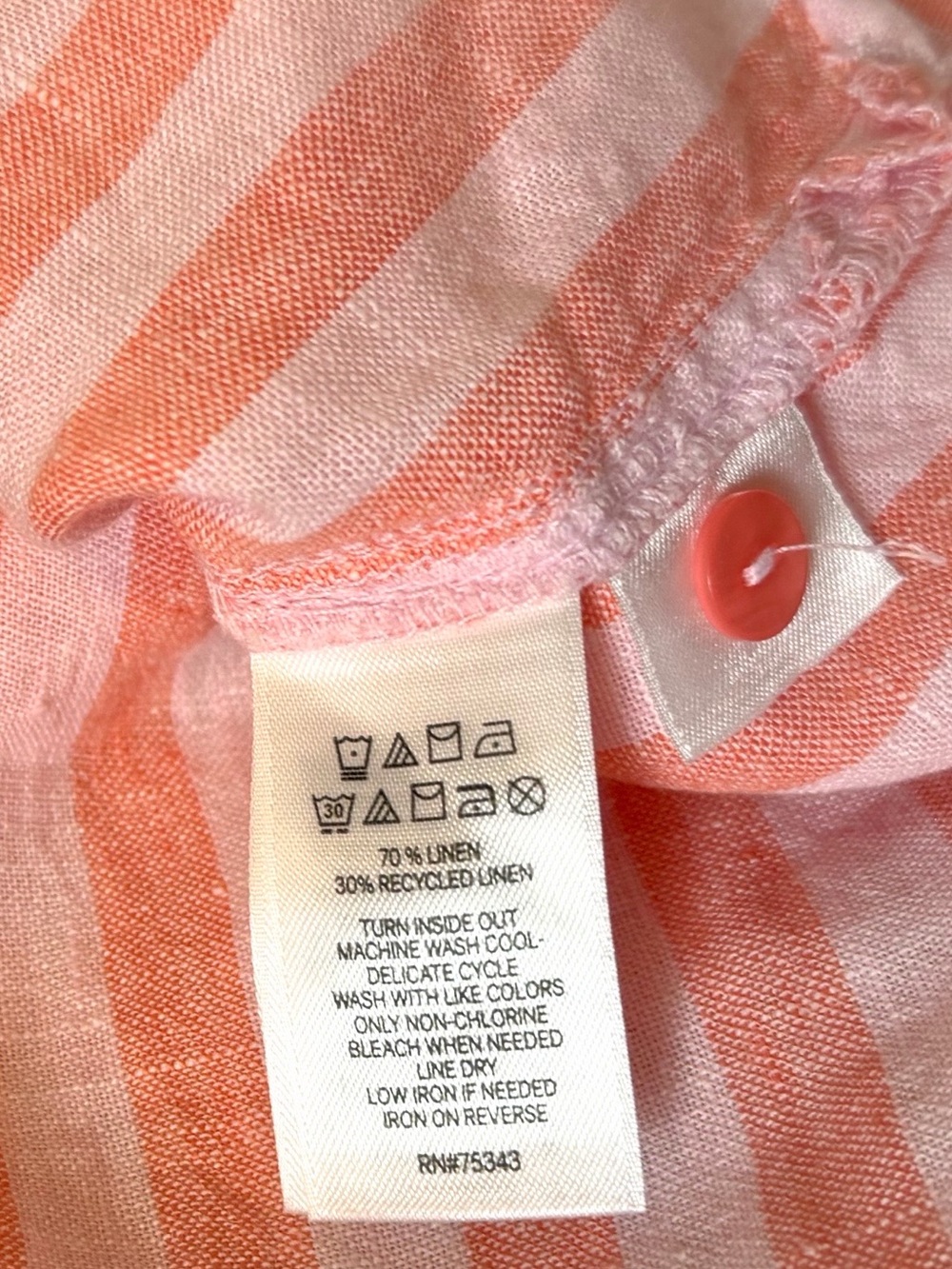 Martha Stewart Pink & White Striped Long Sleeve Henley Shift Dress size Small - Picture 7 of 7